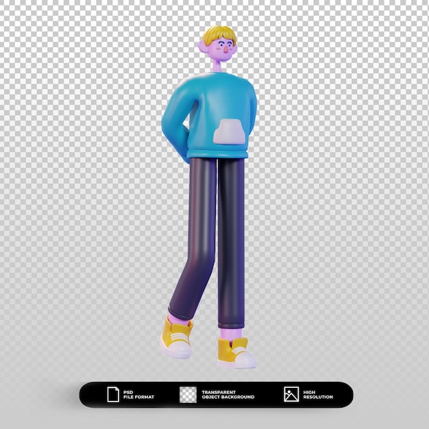 Pose em pé de ilustração de personagem de renderização 3d