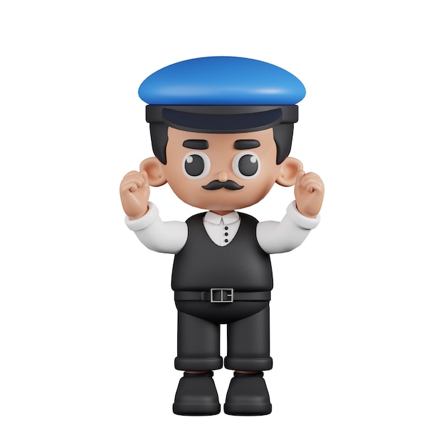 Pose emocionada del conductor del personaje 3D