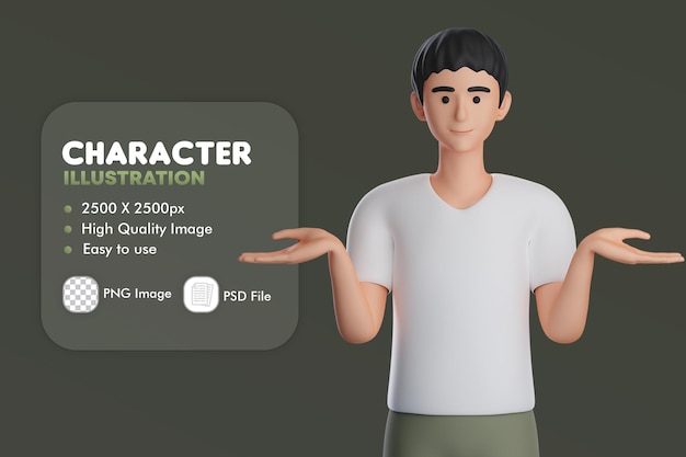 Pose de encogimiento de hombros de personaje masculino modelo 3d