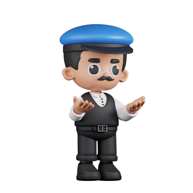 Pose enojada del conductor del personaje 3D