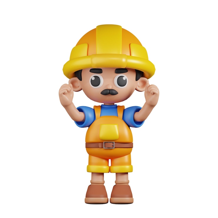 PSD pose entusiasmada do construtor de personagens 3d