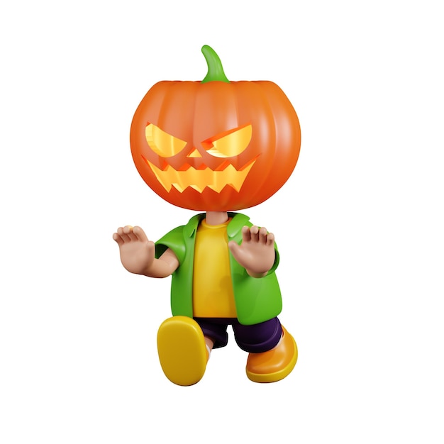 PSD pose extraña de calabaza de dibujos animados en 3d