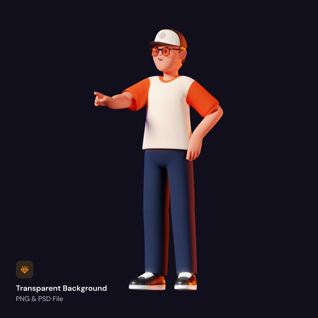 PSD pose de hombre señalando 3d