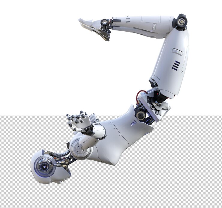 PSD pose ingrávida de robot femenino futurista set 3d render