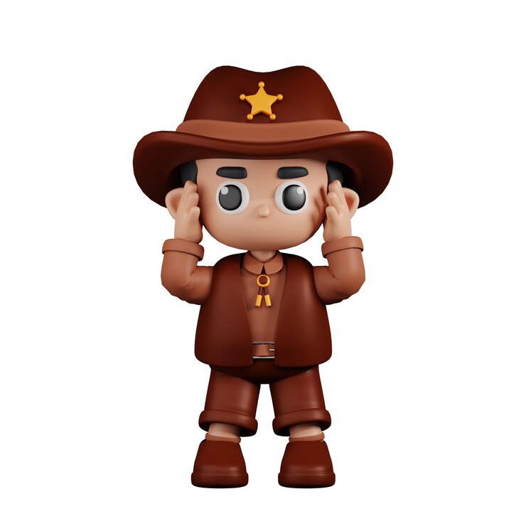 PSD pose mareada del sheriff del personaje 3d
