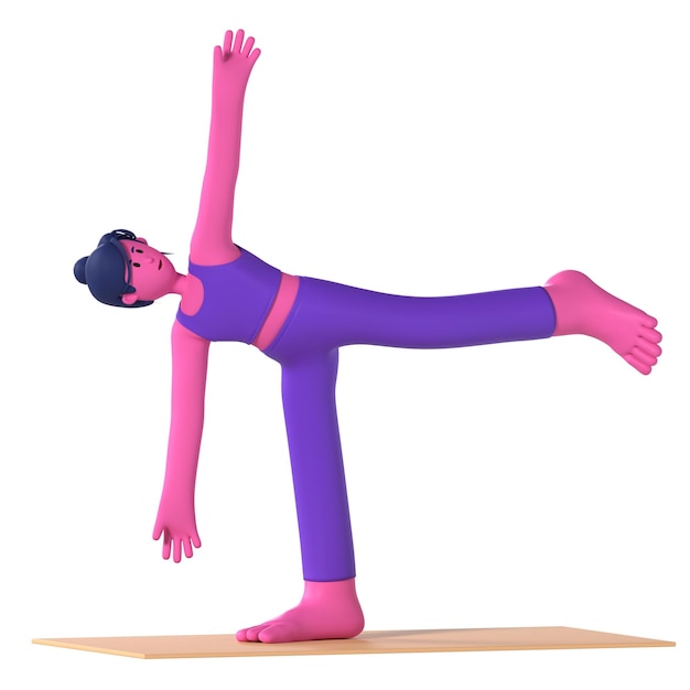 La pose de la media luna de la niña Yoga Wellness