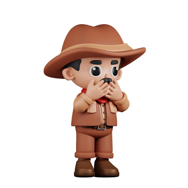 PSD pose de peur de cowboy de personnage 3d