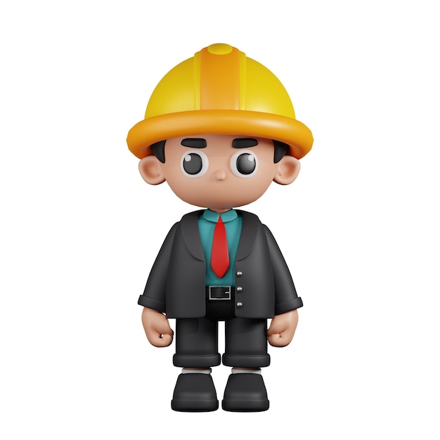 Pose de pie de ingeniero de personaje 3d