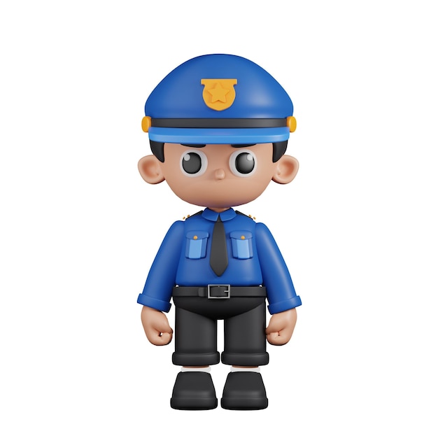 PSD pose de pie de policía de personaje 3d