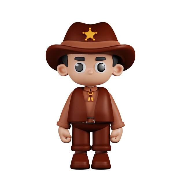 PSD pose de pie de sheriff de personaje 3d