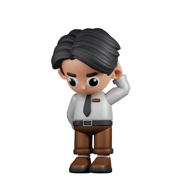 Pose de preocupación de empresario de personaje 3D