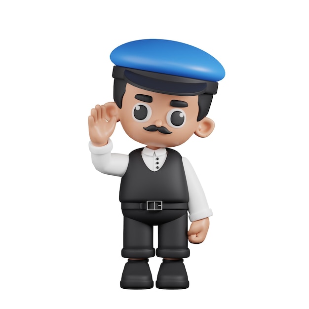 Pose de saludo del conductor del personaje 3D