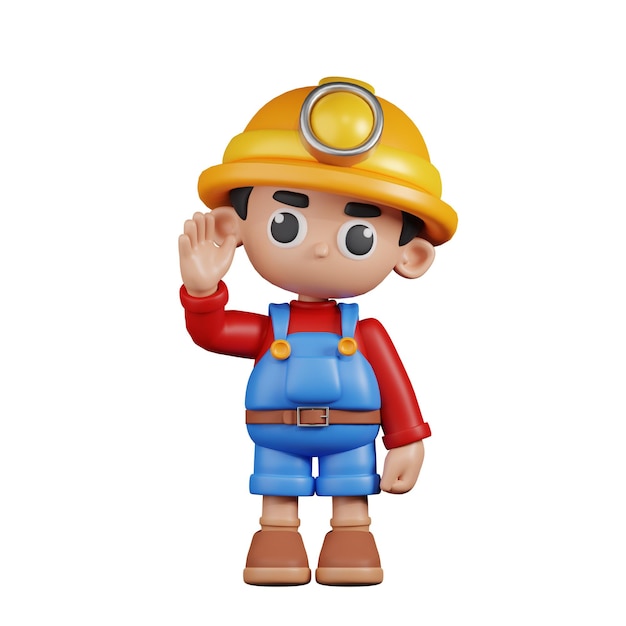 Pose de saludo de minero de personaje 3D