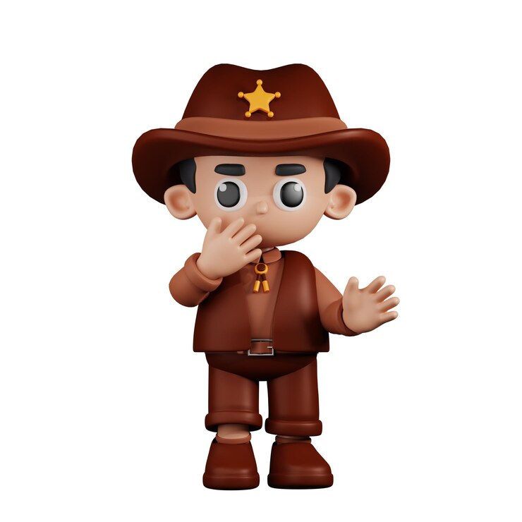 PSD pose surpresa do xerife do personagem 3d