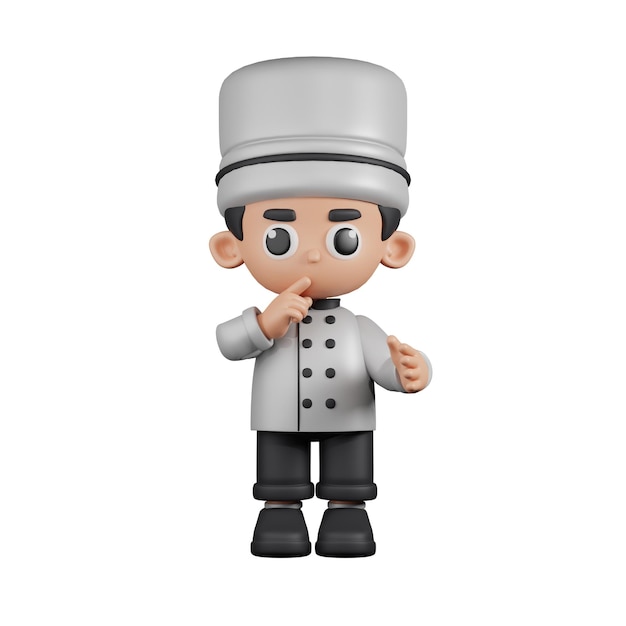 Pose tranquila del chef del personaje 3d