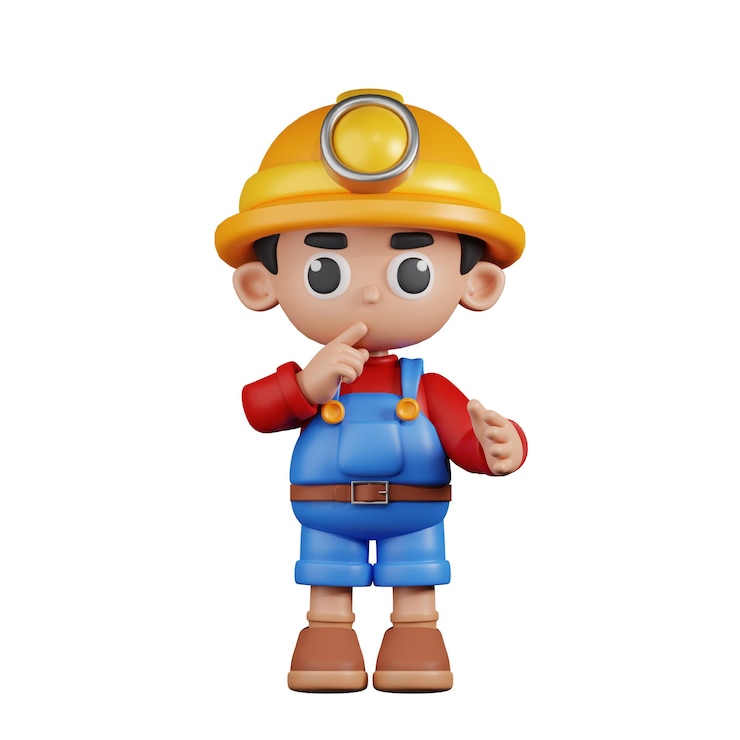 PSD pose tranquila de mineiro de personagem 3d