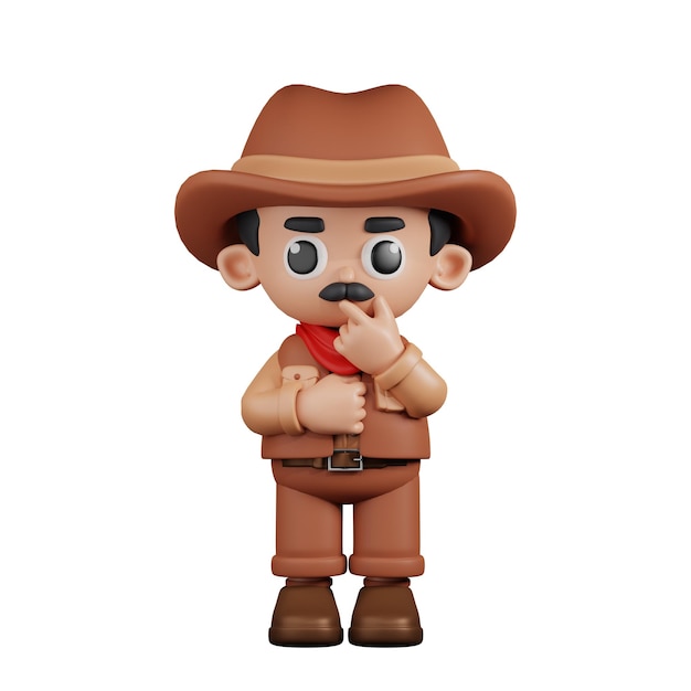 Poses curieuses de cowboy de personnage 3D