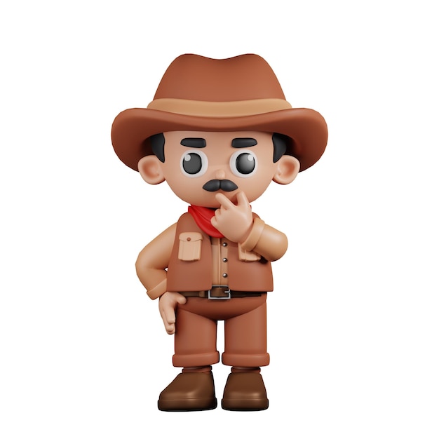 Poses curieuses de cowboy de personnage 3D