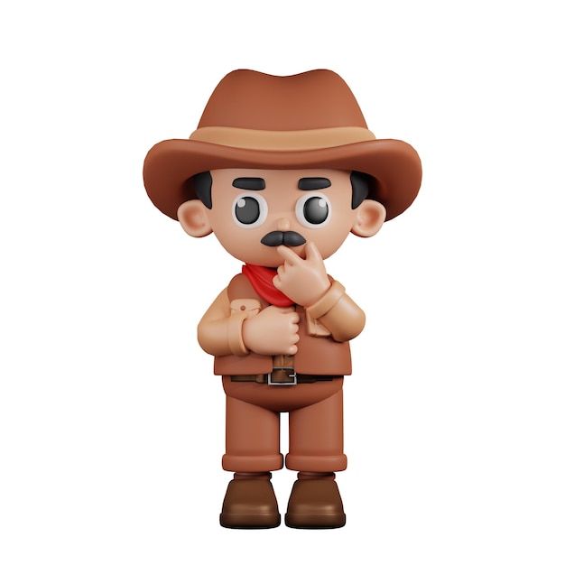 Poses curiosas de cowboy de personagem 3d