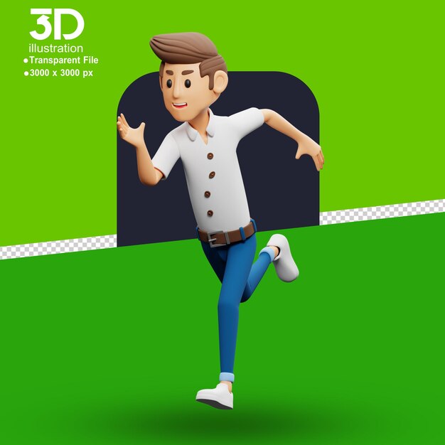 Poses de personajes jóvenes en 3d ejecución de personajes en 3d sobre un fondo aislado png