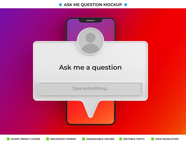 Posez-moi une question maquette de filtre instagram isolée sur l'écran du téléphone