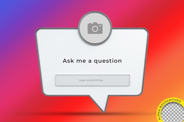 Posez-moi Une Question Sur Le Rendu 3d Du Cadre D'interface Sur Les Médias Sociaux Instagram