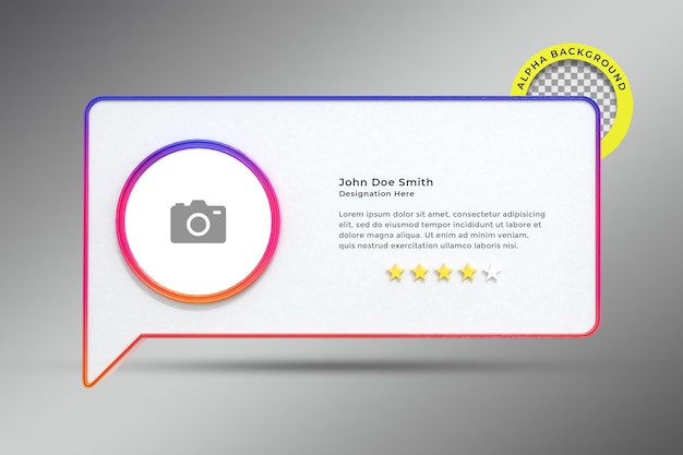 PSD posez-moi une question sur le rendu 3d du cadre d'interface sur les médias sociaux instagram