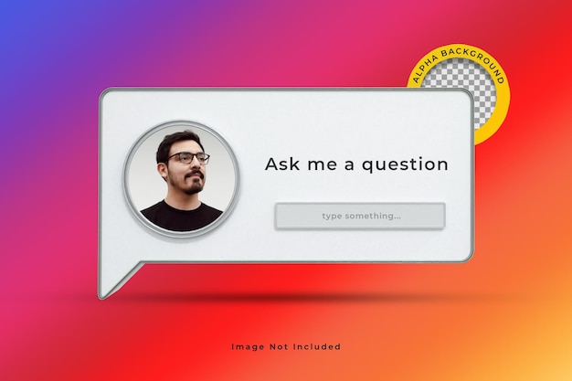 Posez-moi une question sur le rendu 3d du cadre d'interface sur les médias sociaux Instagram
