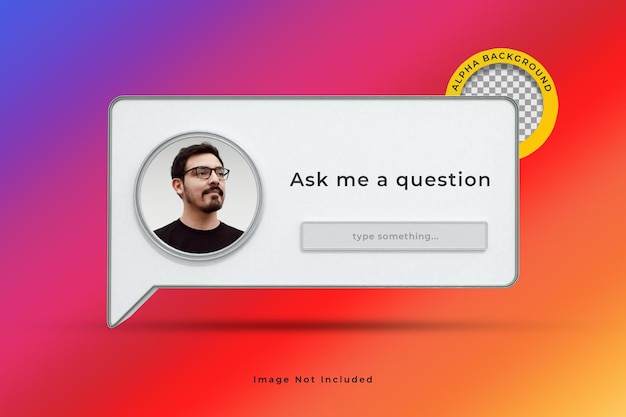 Posez-moi Une Question Sur Le Rendu 3d Du Cadre D'interface Sur Les Médias Sociaux Instagram