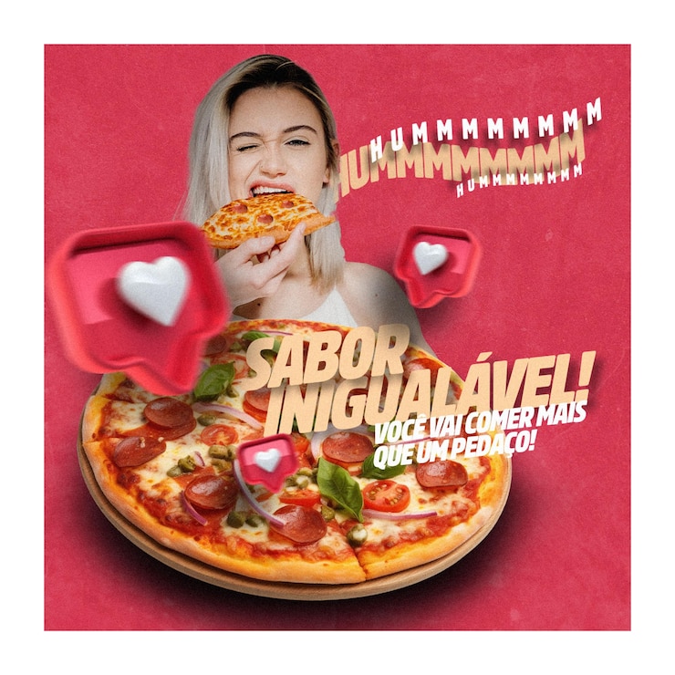 PSD pósito no instagram do jantar de pizza da psd