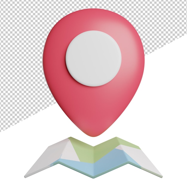 Posizione Pin Mark On Maps vista frontale icona 3d rendering illustrazione su sfondo trasparente