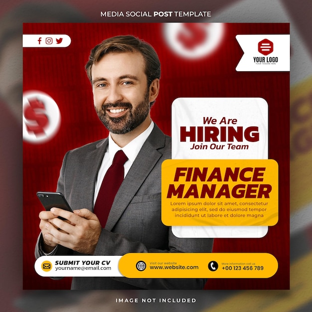 Posizione vacante di direttore finanziario Media Social Post Template
