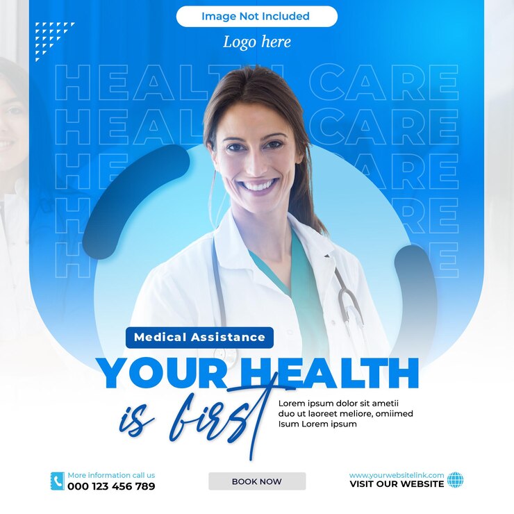 Post de atención médica en Instagram y banner de redes sociales Diseño de plantillas