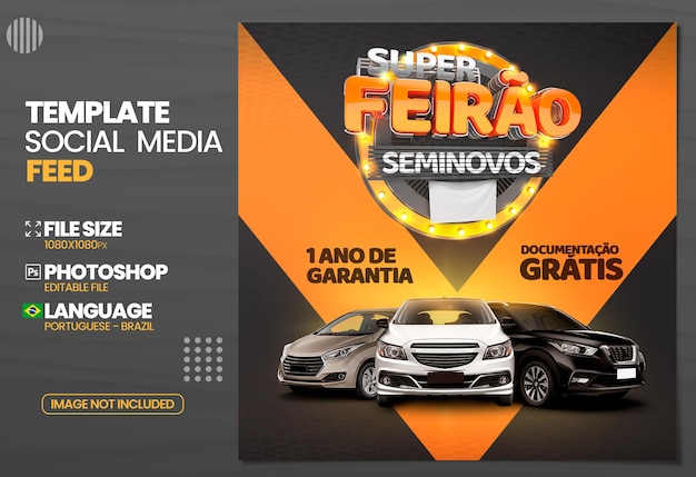 POST BANNER MÍDIA SOCIAL 3D SELO VENDA DE VEÍCULOS USADOS SEMI-NOVOS
