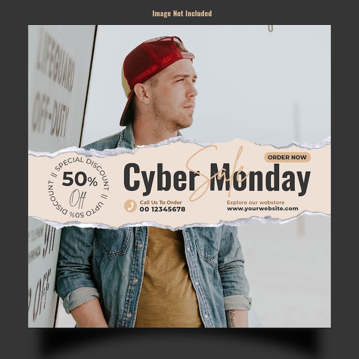 PSD post compatto sui social media del cyber monday