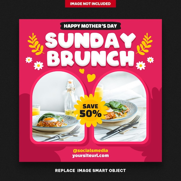 PSD post de banners de domingo de brunch