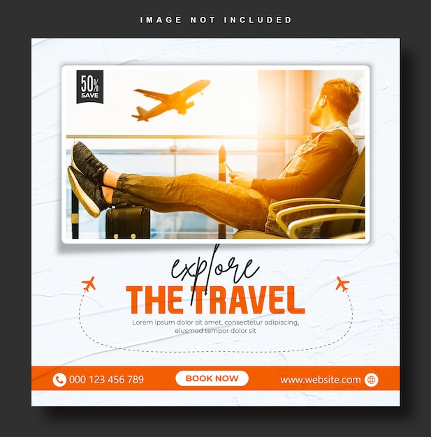Post de instagram de mídia social de banner de agência de viagens ou design de folheto