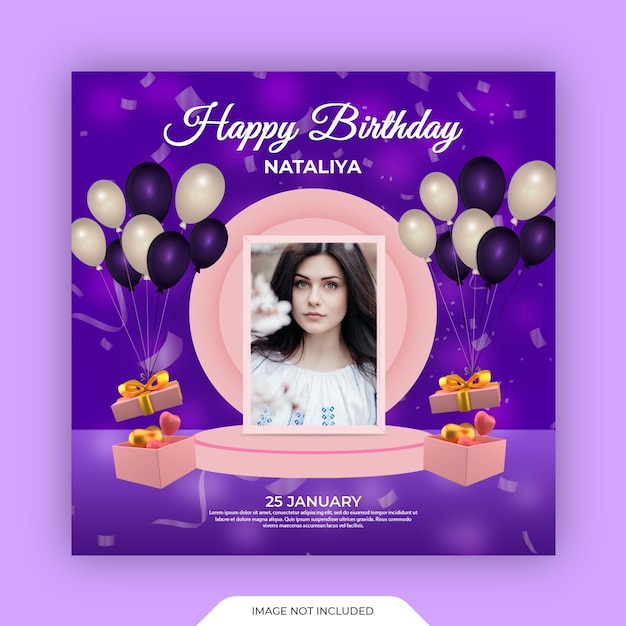 Post de mídia social de comemoração de aniversário