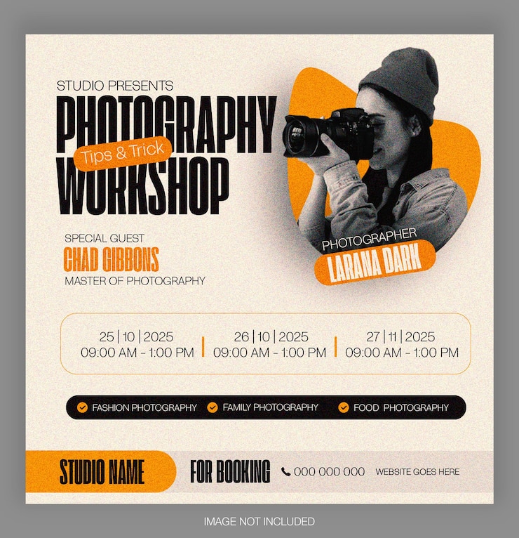 PSD post de mídia social de serviço de fotografia e modelo de banner da web de promoção