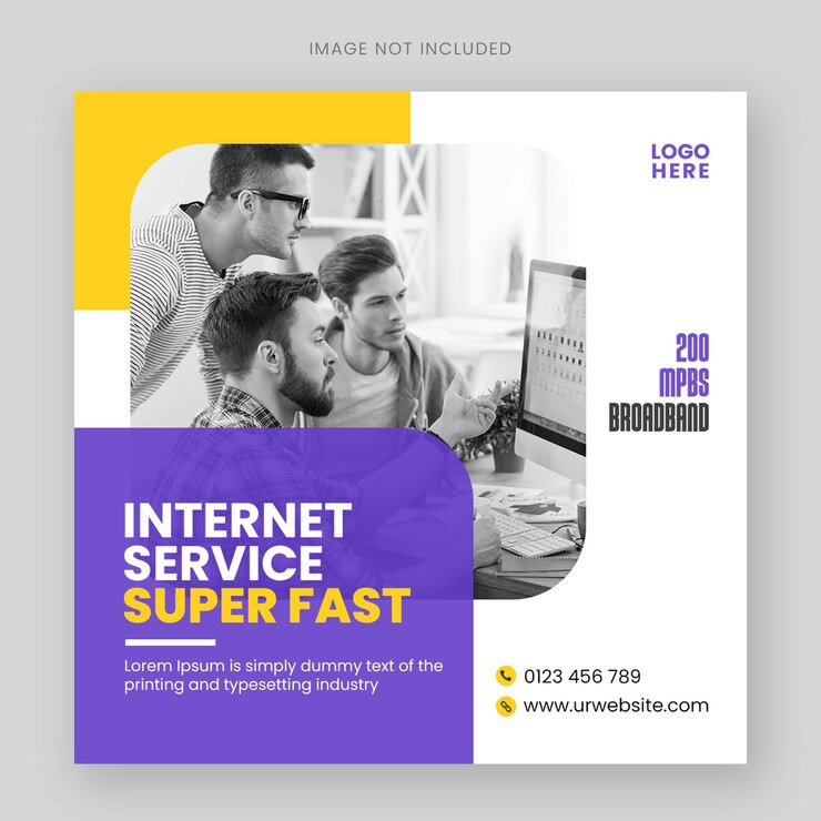 Post de mídia social de serviço de Internet ou modelo de design de banner da web PSD premium
