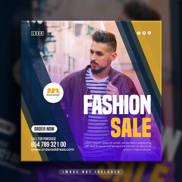 Post de mídia social de venda de moda ou modelo de banner de grande venda do instagram