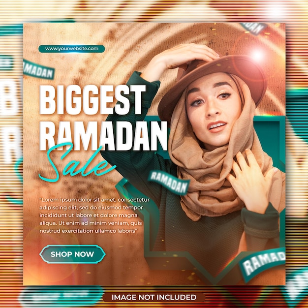 PSD post de mídia social de venda do ramadã e modelo de folheto