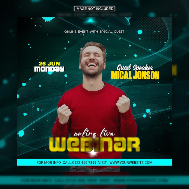 PSD post de mídia social de webinar ao vivo de negócios e design de banner da web