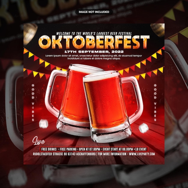 Post de mídia social do festival de cerveja oktoberfest ou modelo de promoção de folheto