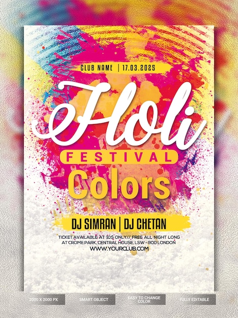 Post de mídia social do festival de Holi