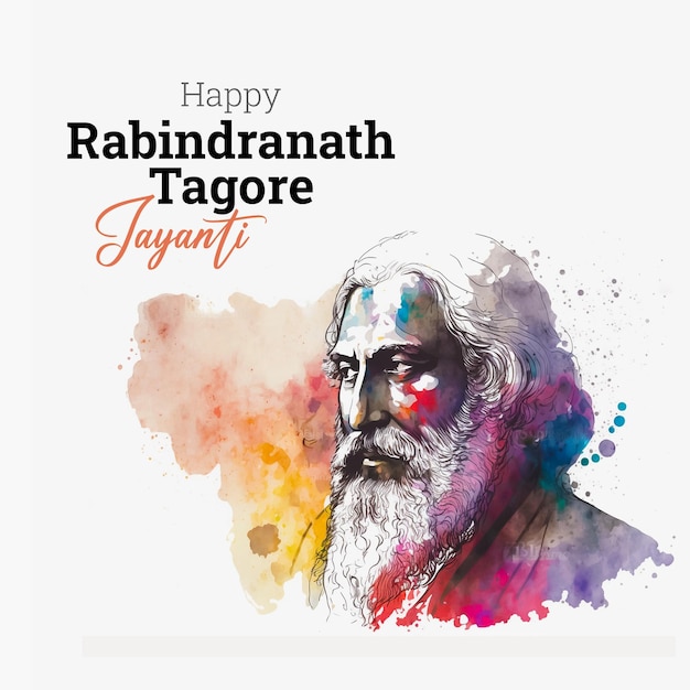 Post de mídia social feliz de Rabindranath Tagore Jayanti