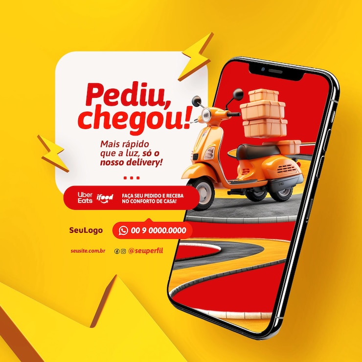 PSD post delivery concept psd template editable smartphone 3d