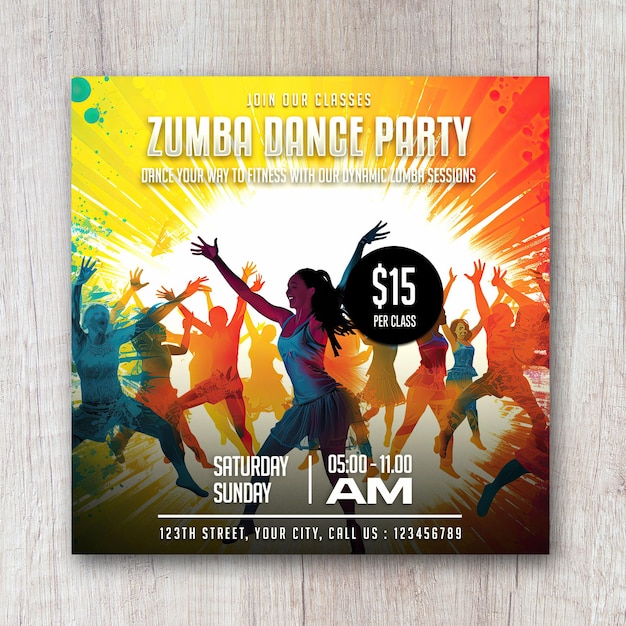 PSD post de design de bannière sur les réseaux sociaux pour une fête de zumba