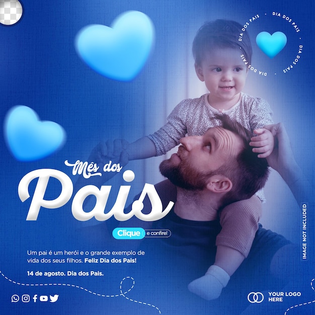 Post design de modelo de dia dos pais em português feliz dia dos pais