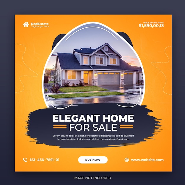 Post di Instagram casa immobiliare o modello di banner per social media
